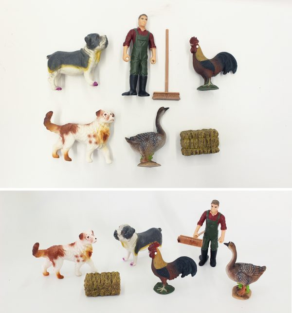 Rooster dog goose figure fram play set toy plastic animal