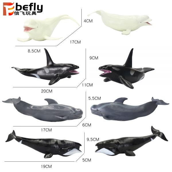 4kinds mixed packaging 7inches plastic toy sea animal model
