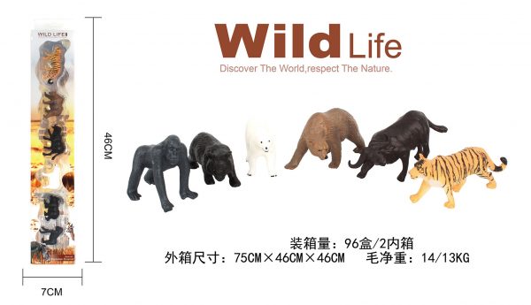 Realistic solid wild animal plastic toy set