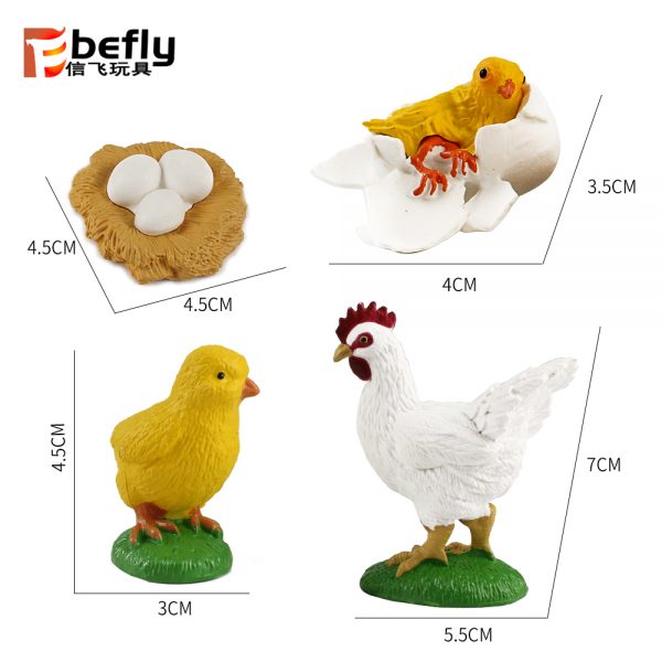 Realistic plastic chick life cycle toy set