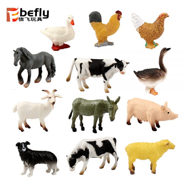 12 kinds mixed small farm animal plastic figure toy