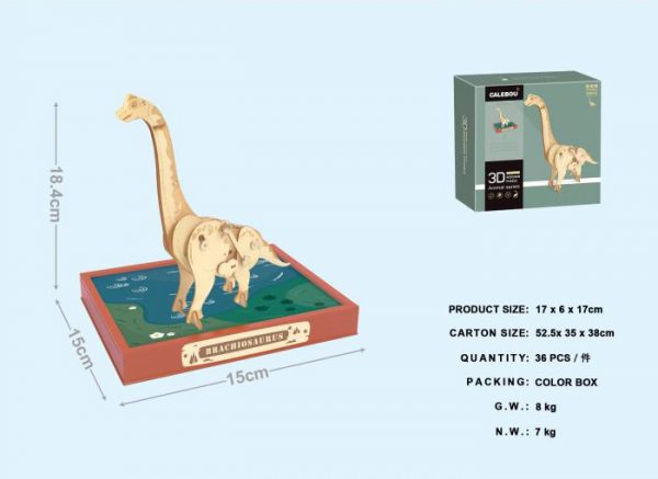 3D Wooden dinosaur puzzle toy