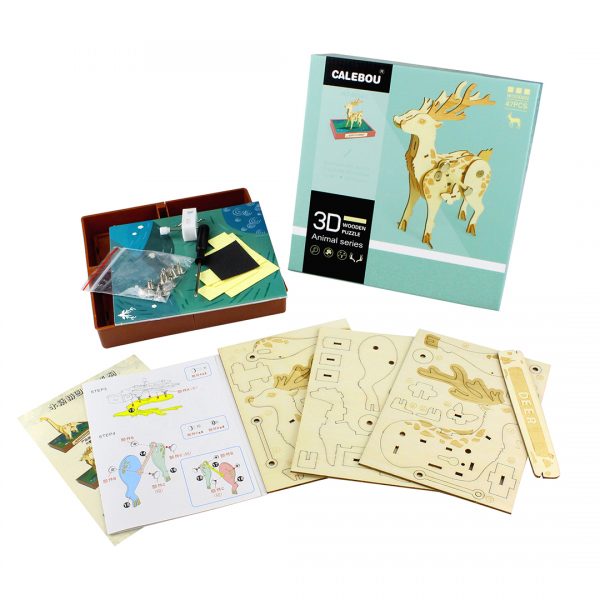3D Wooden elk puzzle toy