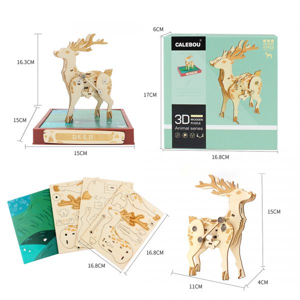 3D Wooden elk puzzle toy
