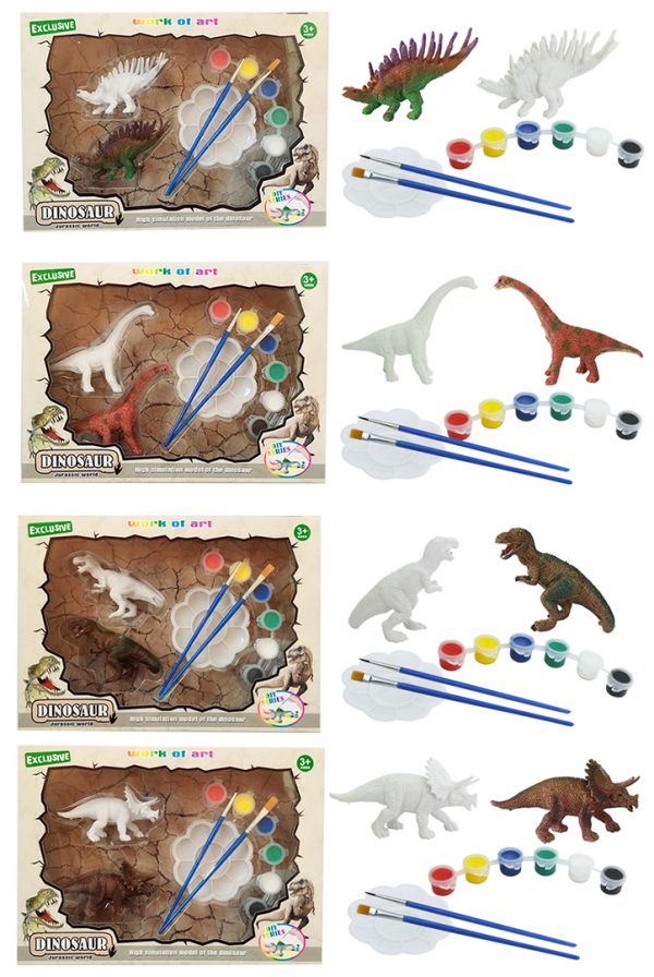 Plastic dinosaur model diy painting set
