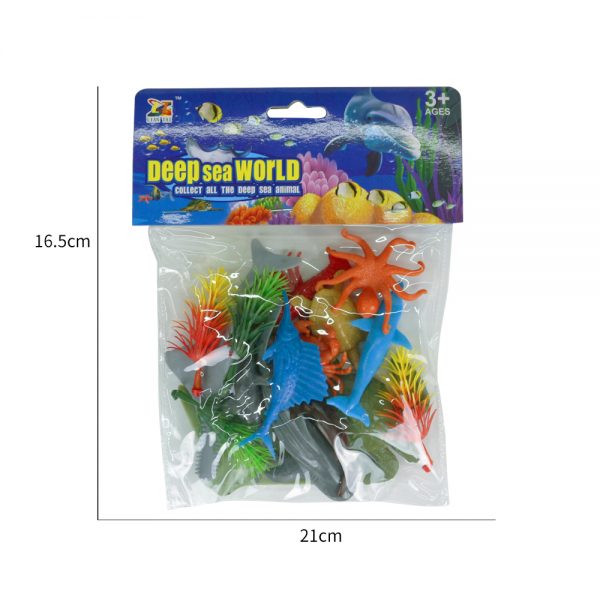 Mini sea life figure set plastic solid ocean animal toy with glass