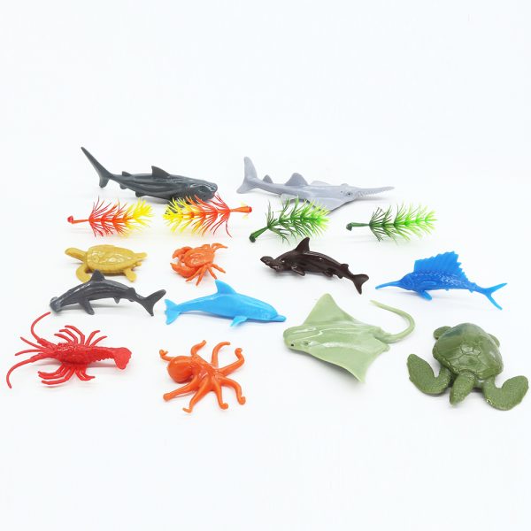 Mini sea life figure set plastic solid ocean animal toy with glass