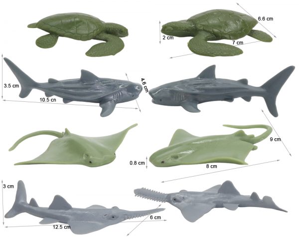 Mini sea life figure set plastic solid ocean animal toy with glass