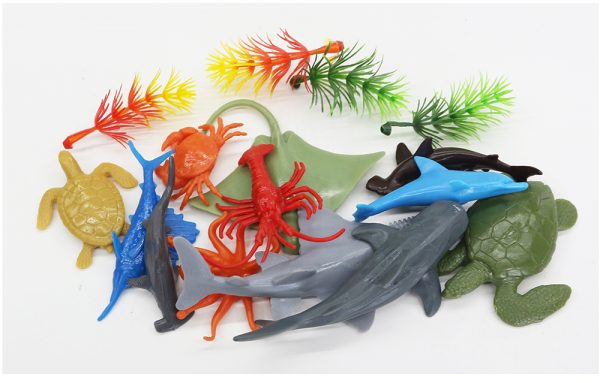 Mini sea life figure set plastic solid ocean animal toy with glass