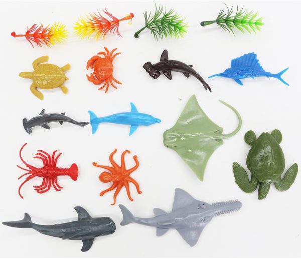 Mini sea life figure set plastic solid ocean animal toy with glass