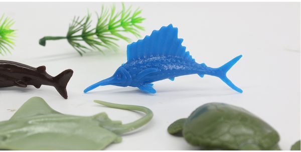 Mini sea life figure set plastic solid ocean animal toy with glass