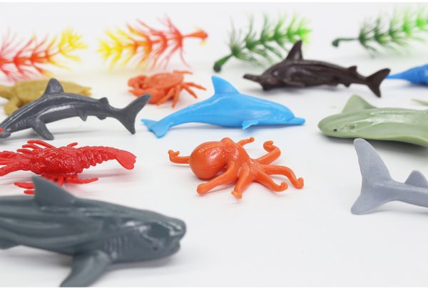 Mini sea life figure set plastic solid ocean animal toy with glass