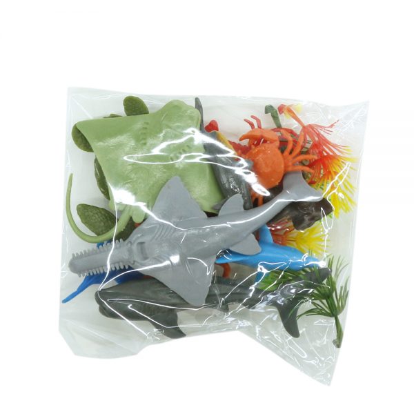 Mini sea life figure set plastic solid ocean animal toy with glass