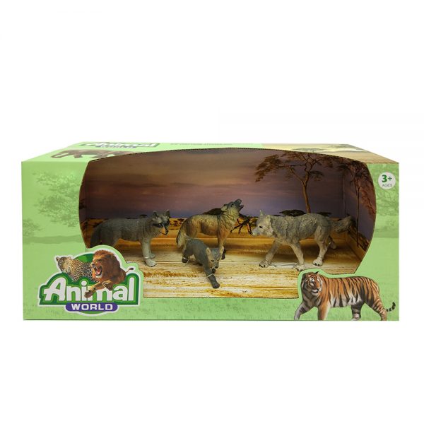 Wholesale 4pcs forest animal model plastic wolf figure toy