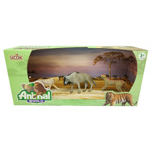 Africa wildebeest leopard plastic toy animal model