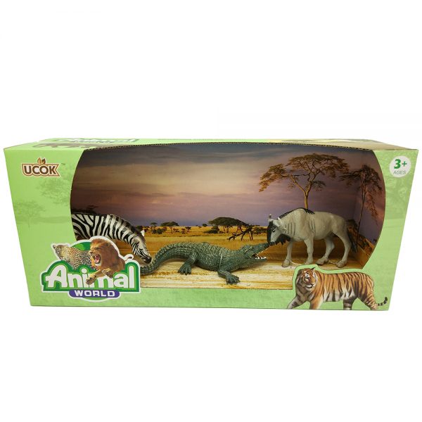 5 '' vivid zebra crocodile model plastic africa animal toy