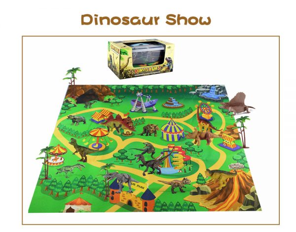 Kids figure play set plastic dinosaur toy with play mat