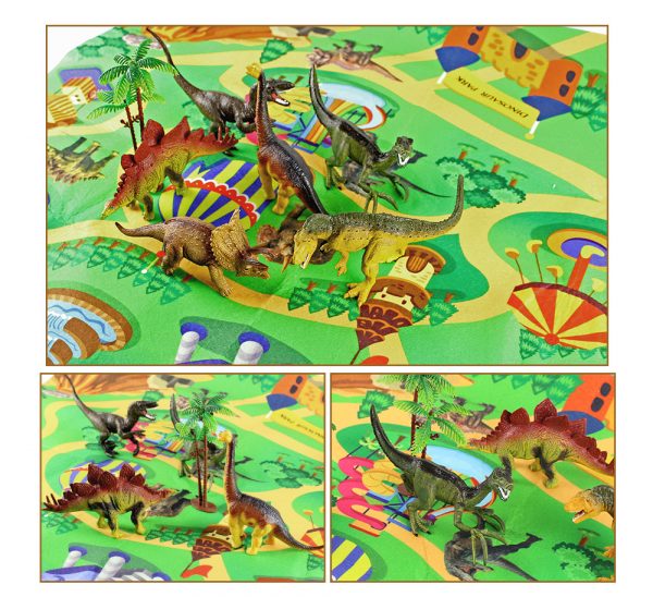Kids figure play set plastic dinosaur toy with play mat