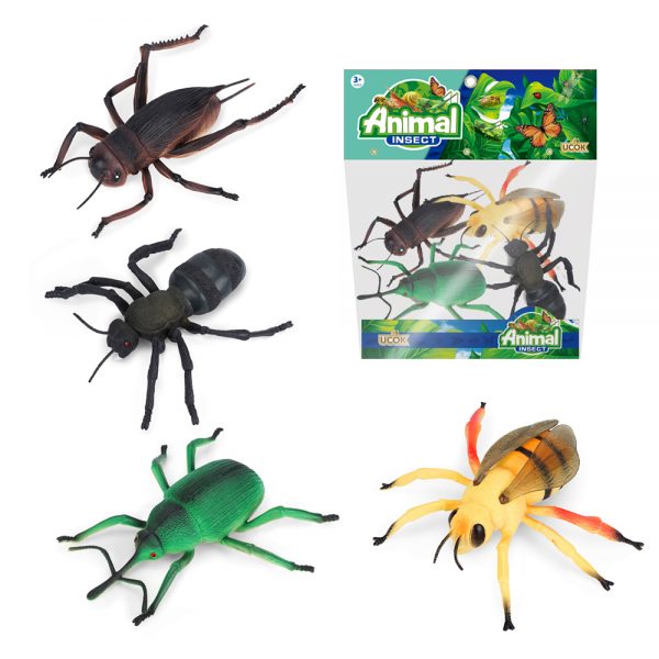 8” Plastic halloween insect model toy set