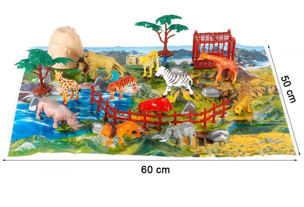 Plastic Wild animals model with play mat set toy