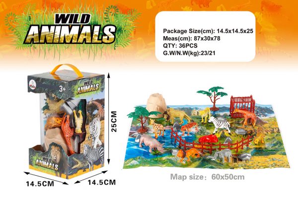 Plastic Wild animals model with play mat set toy