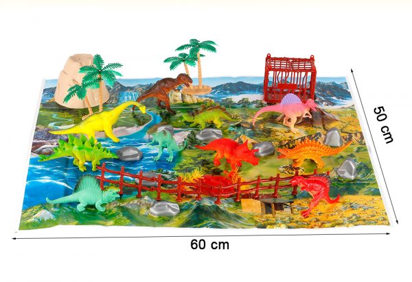 Plastic dinosaur model with play mat set toy
