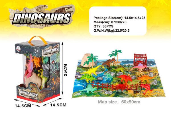 Plastic dinosaur model with play mat set toy
