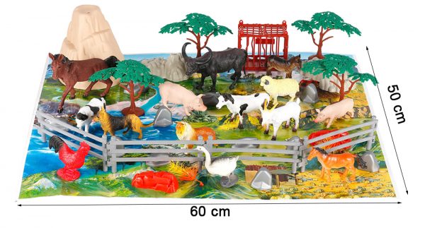 40PCS Plastic Farm animals model with play mat set toy
