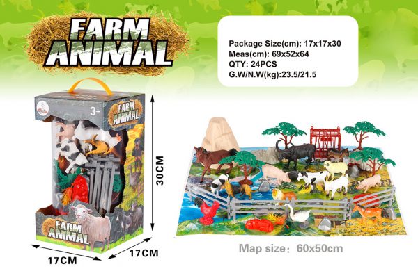 40PCS Plastic Farm animals model with play mat set toy