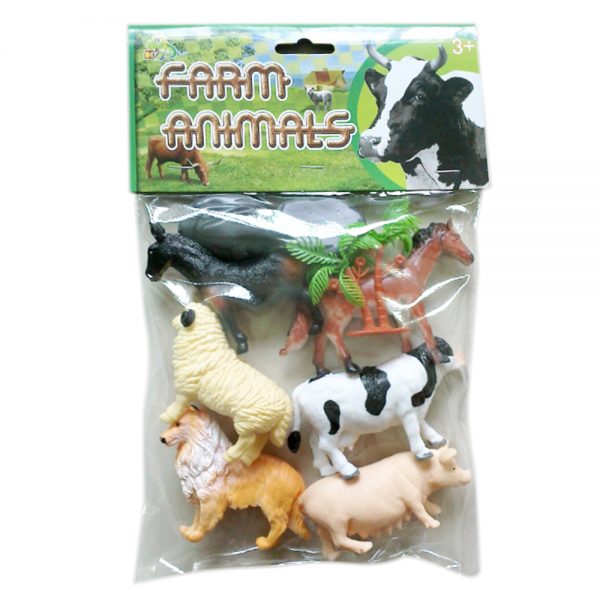 6pcs horse cow dog pig sheep donkey model set plastic realistic farm animal toy