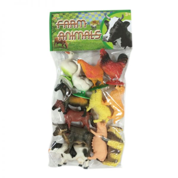 Wholesale cheap 12pcs hollow plastic figure toy farm animal