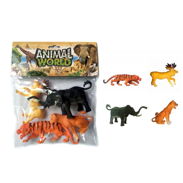 4pcs 9inches elephant tiger lion reindeer model plastic animal toy