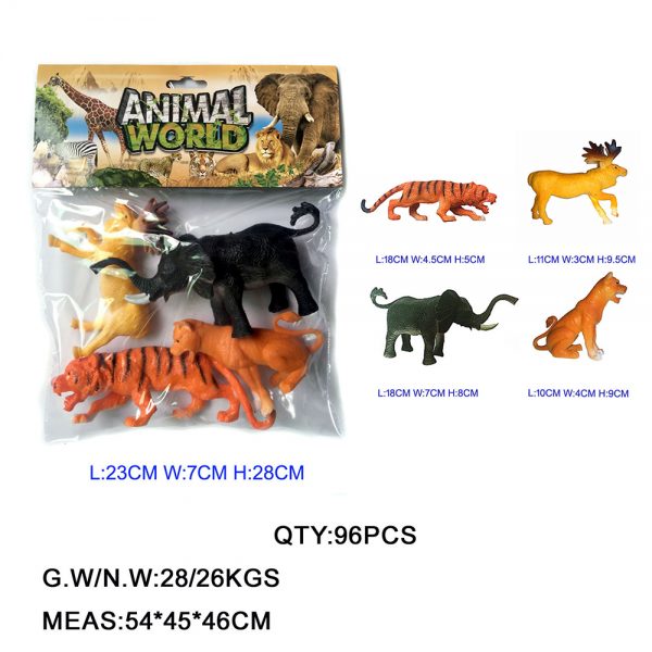 4pcs 9inches elephant tiger lion reindeer model plastic animal toy