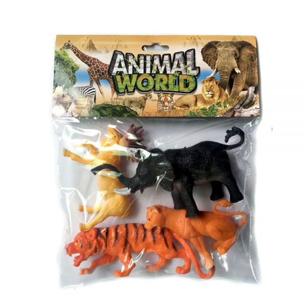 4pcs 9inches elephant tiger lion reindeer model plastic animal toy