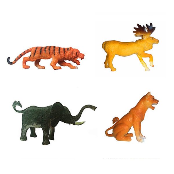4pcs 9inches elephant tiger lion reindeer model plastic animal toy
