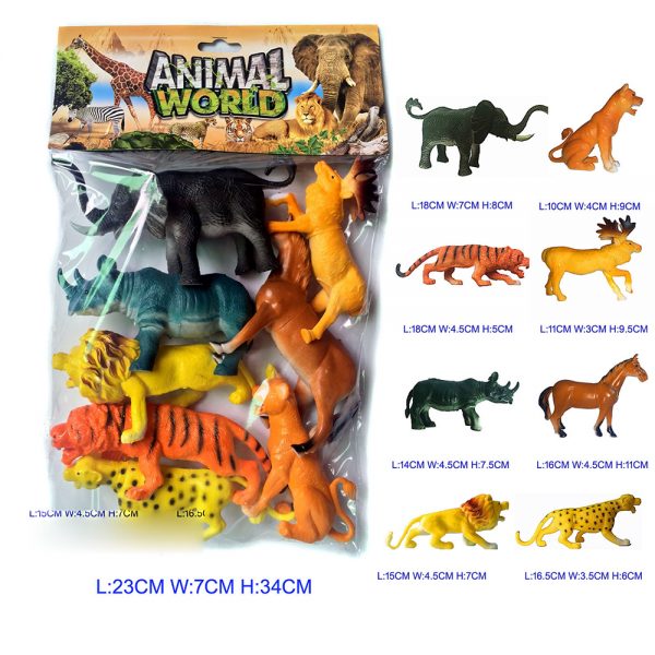 8PCS 10 inches  plastic wild animal toy set