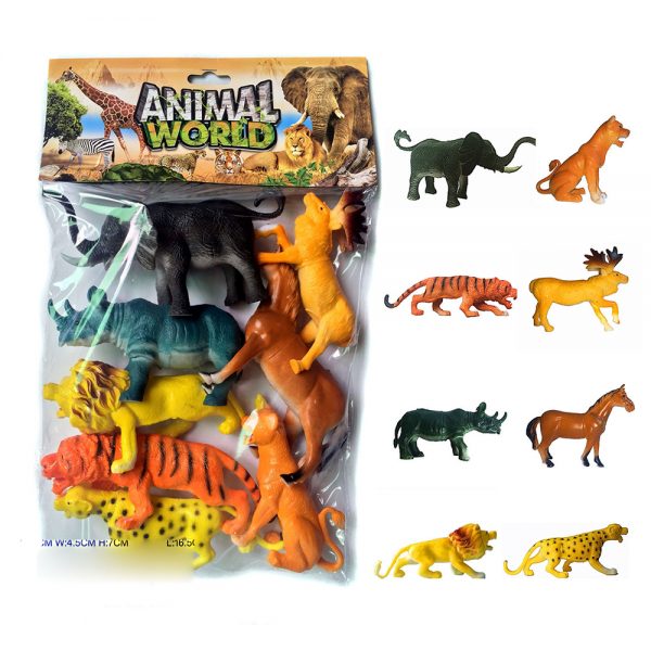 8PCS 10 inches  plastic wild animal toy set
