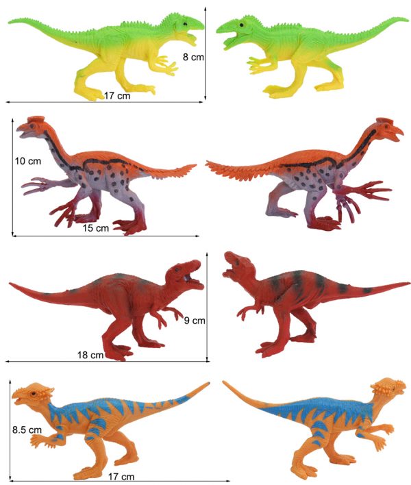 Solid 7 inches 12pcs solid plastic toy dinosaur figure
