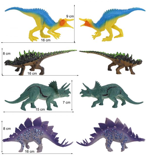 Solid 7 inches 12pcs solid plastic toy dinosaur figure