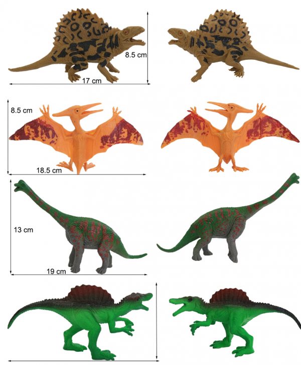 Solid 7 inches 12pcs solid plastic toy dinosaur figure