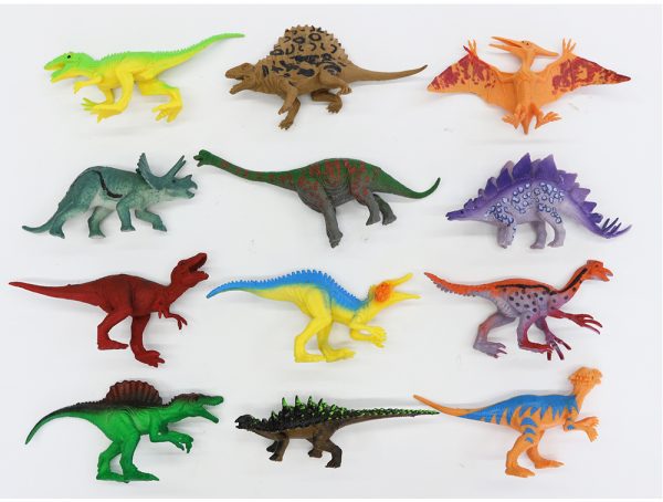 Solid 7 inches 12pcs solid plastic toy dinosaur figure