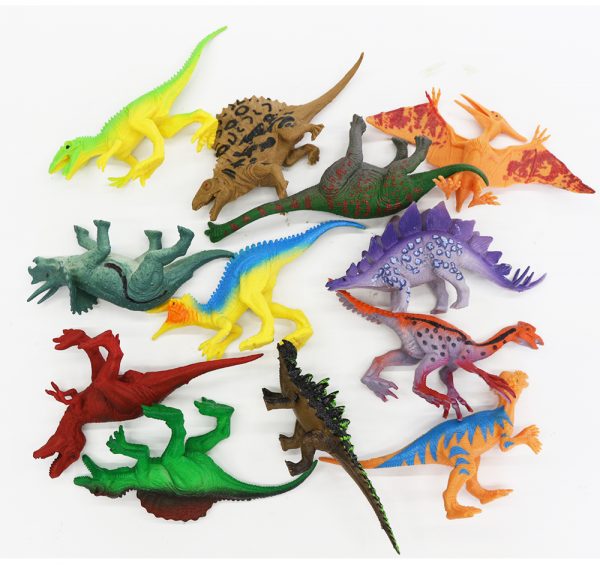 Solid 7 inches 12pcs solid plastic toy dinosaur figure