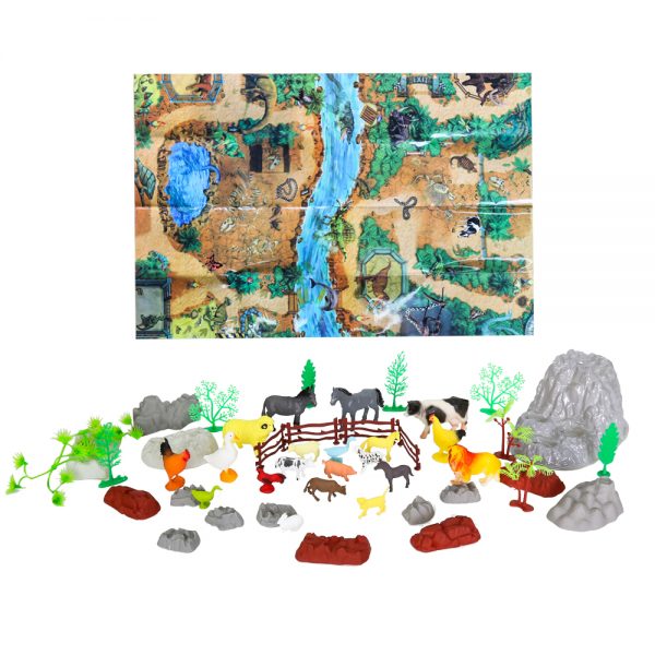 Animal figure play set with mat