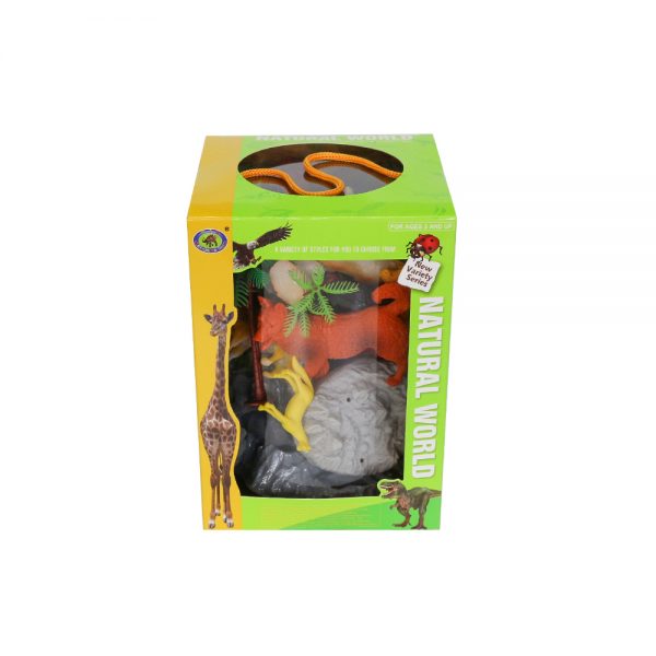 Mini farm park plastic animal set toy with tree and rock