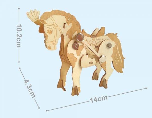 Diy wind up toy horse model wooden 3d puzzle