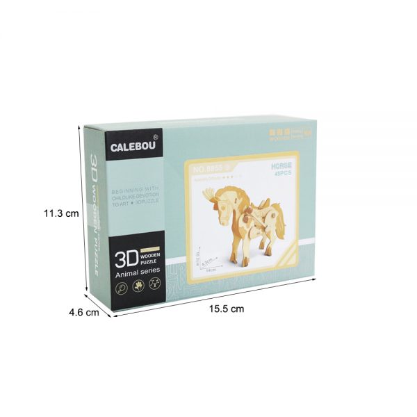 Diy wind up toy horse model wooden 3d puzzle