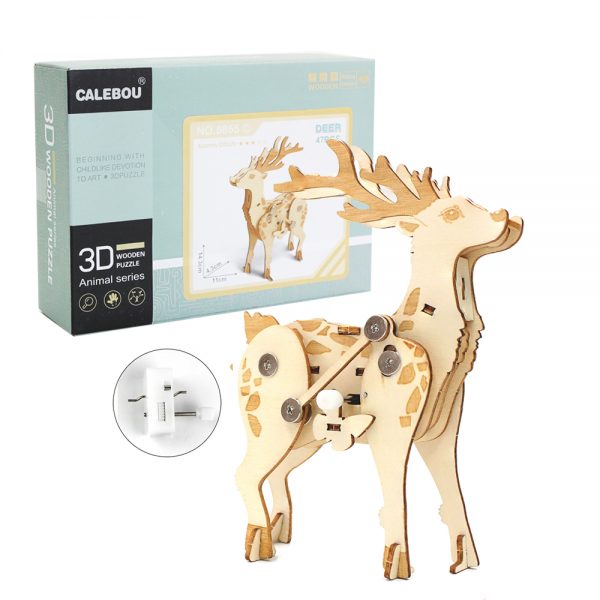 Diy wind up toy wooden reindeer puzzle