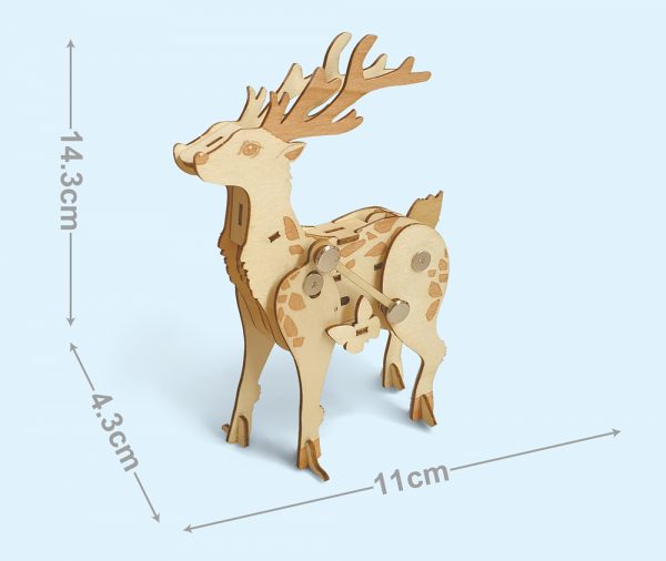 Diy wind up toy wooden reindeer puzzle