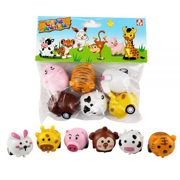 Mini pull back animal toy promotional plastic toy