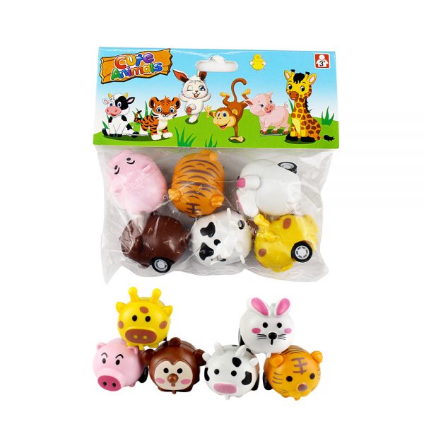 Mini pull back animal toy promotional plastic toy